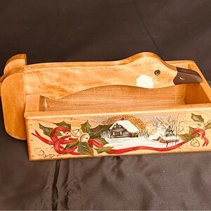 Vintage Handcrafted Wooden Goose nut cracker box by Sharon Waite Canada 🇨🇦